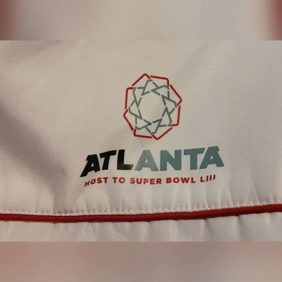 Men's White Super Bowl LIII Team ATL Voluteer Weatherproof Hoodie Size L Atlanta - Picture 9 of 10